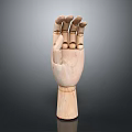 Articulated Wooden Hand Figure With Movable Joints And Craft Details For