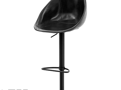 Modern Black Leather Single Bar Stool With Adjustable Height And Footrest 3d model