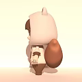 Cute Cartoon Style Game Movie Character With Brown Hair Squirrel Costume Bow And Tail