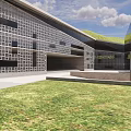 Modern Museum Building Featuring Glass Facade Geometric Design And Open Plaza