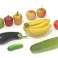 Colorful Fresh Vegetables Including Bell Peppers Eggplant Cucumber And Zucchini On White Background