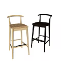 Light Colored And Black Modern Bar Stools With Woven And Solid Seats Design 3d model