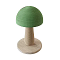 Mushroom Shaped Woven Table Lamp With Green Shade And Beige Base