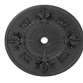 Black Carved Decorative Round Ceiling Medallion with Central Hole for Light Fixture