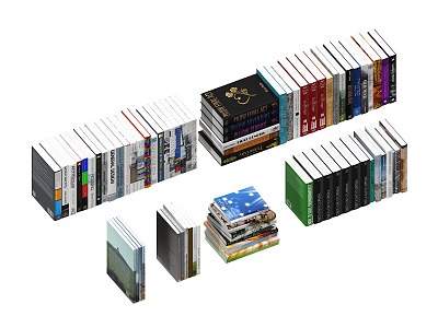 Books neatly arranged books model