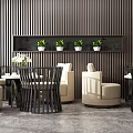Modern leisure sofa combination sofa coffee table combination background wall 3d model