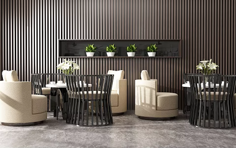 Modern leisure sofa combination sofa coffee table combination background wall 3d model
