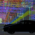 Sporty White SUV In Industrial Factory Space With High Ceilings Metal Beams And Natural Light