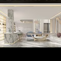 Luxurious Modern Entertainment Room With Marble Bar And Seating Area
