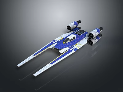 Futuristic Blue And White Spaceship With Streamlined Design And Dual Engines For Cosmic Exploration 3d model