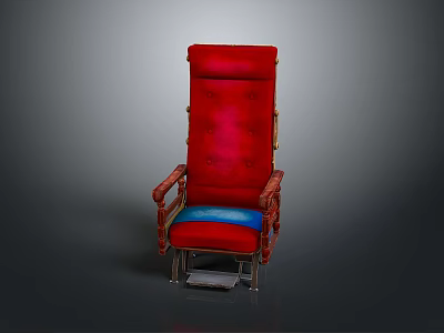 Red Office Chair with Padded Seat Armrests Footrest and Classic Design 3d model