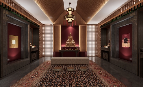 Southeast Asia Buddhist Hall Zen Buddhist Hall 3d model