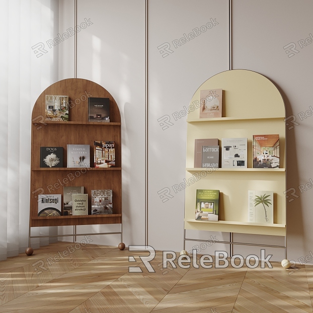 Modern Bookshelf Cream Solid Wood Metal Wall Bookshelf Storage Rack for Books and Magazines model