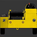Yellow Construction Flatbed Vehicle With Traffic Cones And Black Seat 3d model