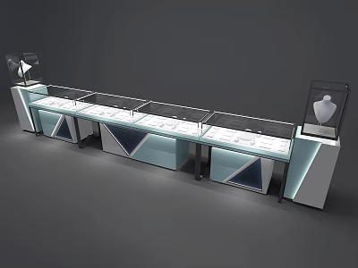 Elegant Jewelry Store Interior With Glass Display Cases And Modern Lighting Design 3d model