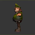 Cartoon Style 3D Game and Movie Character in Green Uniform With Mustache and Hat