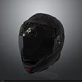Protective Motorcycle Helmet With Cracked Pattern Black Gray Design And Transparent Visor 3d model