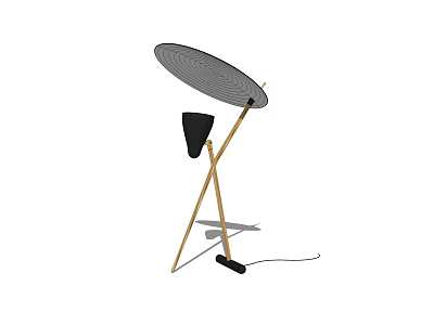 Modern Floor Lamp With Metal Stand And Round Black Lampshade Design 3d model