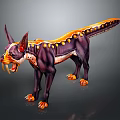 Mythical Creature Character Design With Purple Body Orange Spots Sharp Ears And Open Mouth