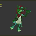 3D Fantasy Creature Character With Blue Black Fur White Belly And Waving Pose
