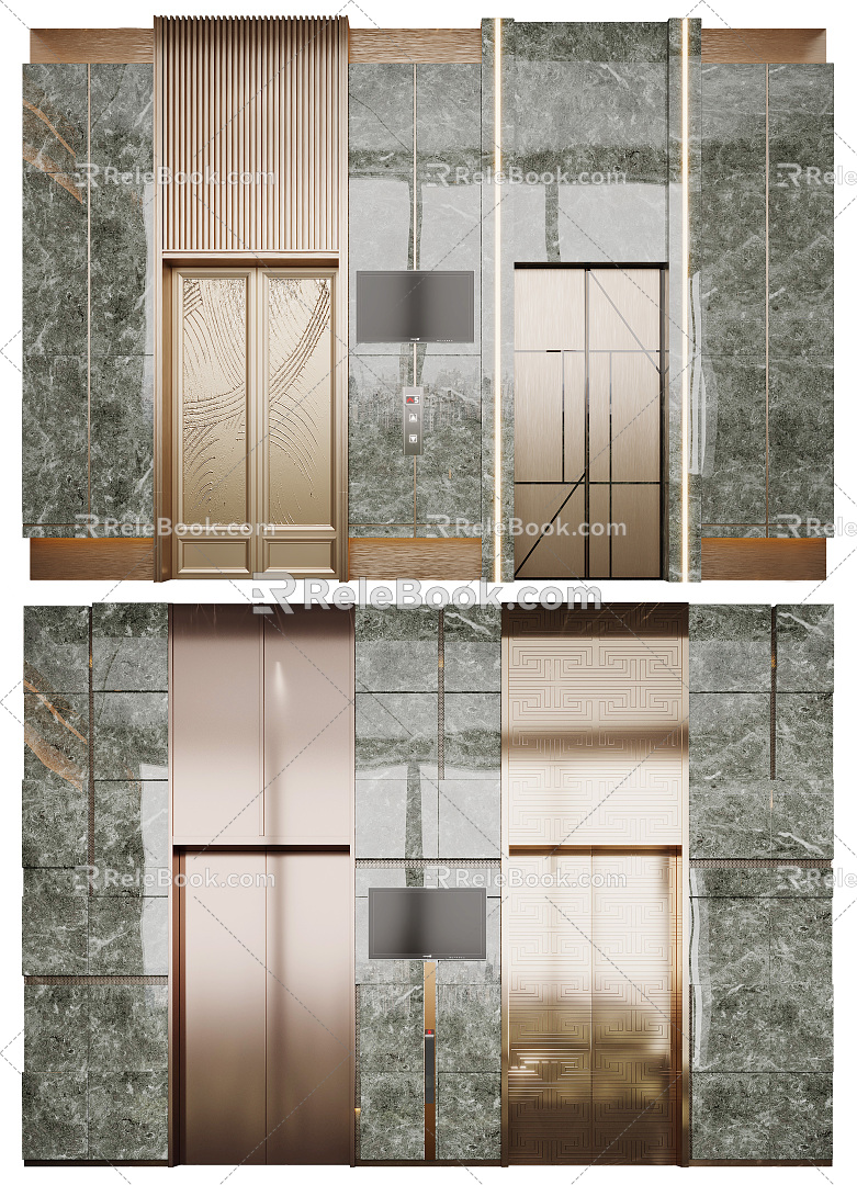 Light Luxury Elevator Door Elevator Door Combination 3d model