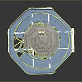 Blue And White Tower Like Structure Model With Spiral Staircase And Platforms