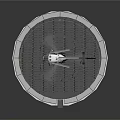 Space Mission Support Helicopter On Circular Platform With Metal Fence And Stairs