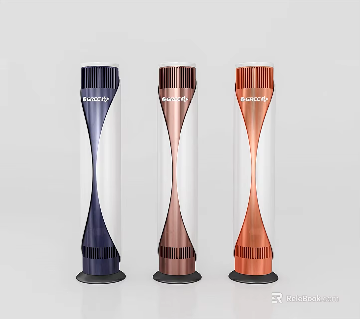Tower Air Cooler Fans with Dark Blue Brown Orange Color Options and Modern Sleek Design 3d model 