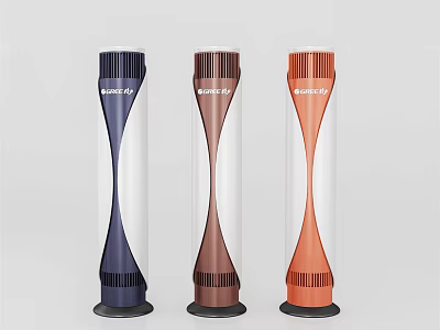 Tower Air Cooler Fans with Dark Blue Brown Orange Color Options and Modern Sleek Design 3d model