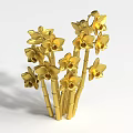 Elegant Golden Orchid Flowers With Bamboo Stems As Decorative Floral Art