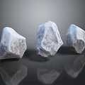 Natural Wood And Stone Materials Three Pieces Featuring White Surface And Reflection On Black Background