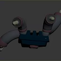 Mechanical Creature With Blue Square Body Yellow Circular Eye And Gray Pink Limbs