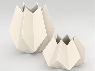 Modern Geometric Paper Fold Design White Pendant Lights In Two Sizes Large And Small 3d model