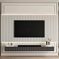 Modern Minimalist TV Wall Interior Design With LED Strip Lights And Floating Cabinet