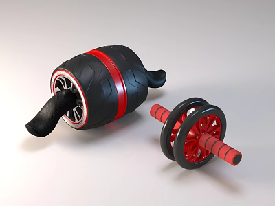 Fitness Ab Roller Exercise Equipment With Black Red Design For Home Workout 3d model