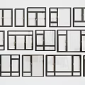 Various Window Designs With Different Frame Styles And Glass Panels For Home 3d model