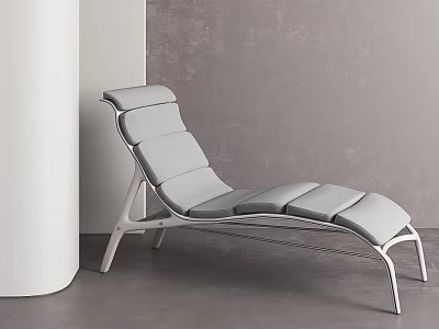 Modern Gray Leather Lounge Chair With Sleek Metal Frame In Minimalist Indoor Space 3d model