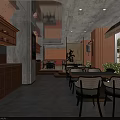 Hot Pot Restaurant Interior With Wooden Decor Dining Tables Chairs And Menu Board