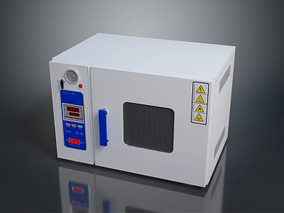 White Computer Device With Digital Control Panel Observation Window Blue Handle And Warning Signs 3d model
