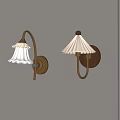 Elegant Modern Wall Lamps with Glass and Pleated Fabric Shades for Interior Decor