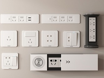 Modern switch socket combination switch socket 3d model