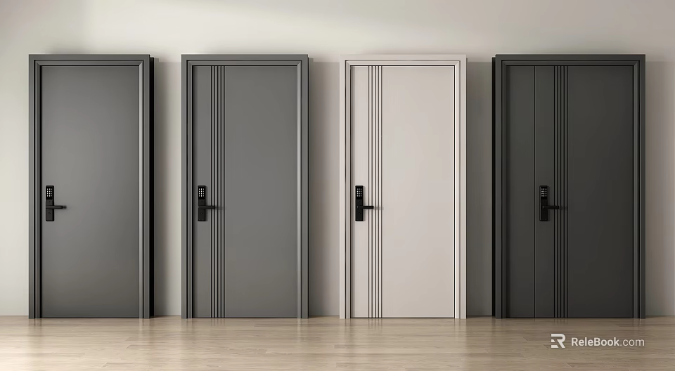 Modern Security Doors For Home In Different Colors And Handles 3d model