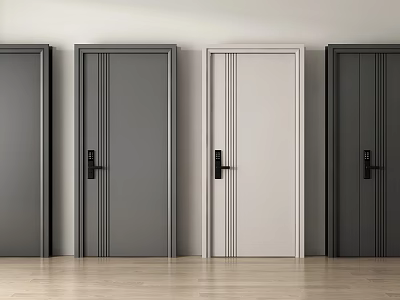 Modern Security Doors For Home In Different Colors And Handles 3d model