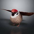 Modern sparrow, finch, bird 3d model