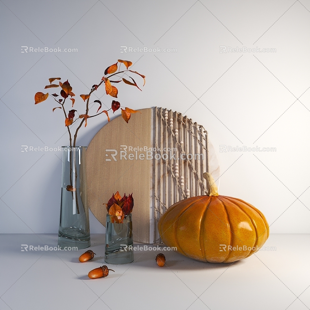 Jewelry Vase Flower Pumpkin Decoration Hazelnut Pine Cone Chinese Decorations Dead Leaves model