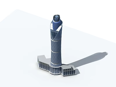 Modern Skyscraper Architectural Design With Unique Structure Blue Glass Facade And Base Platform 3d model