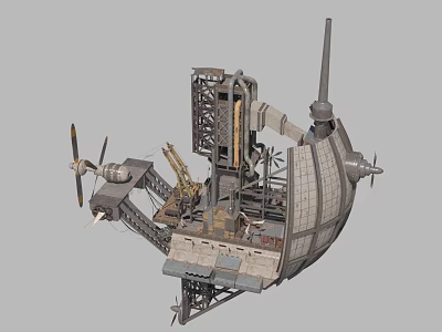 Complex Industrial Equipment with Metal Framework Mechanical Arms and Propellers 3d model