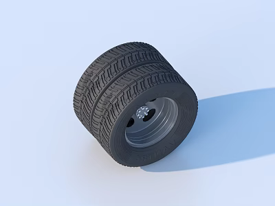 Black Rubber Car Tire With Deep Tread Pattern And Metal Rim 3d model
