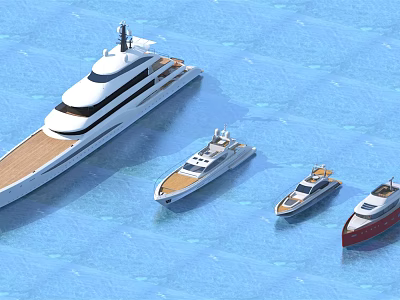 Luxury Yachts Of Various Sizes In Clear Blue Water 3d model