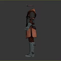 Medieval Style Armor and Robe in Brown Orange with Metallic Plates Gloves and Boots